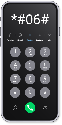 Smartphone Code für IMEI-Nummer finden.